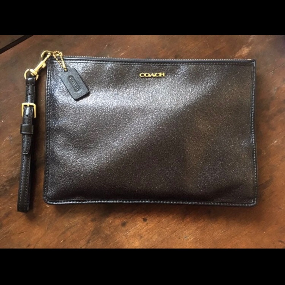 Coach large glitter wristlet clutch